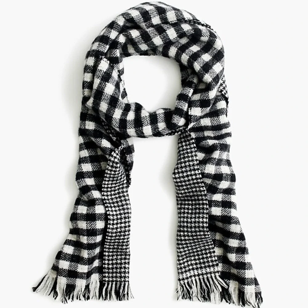 J. Crew Double-faced plaid and houndstooth wool‎ scarf